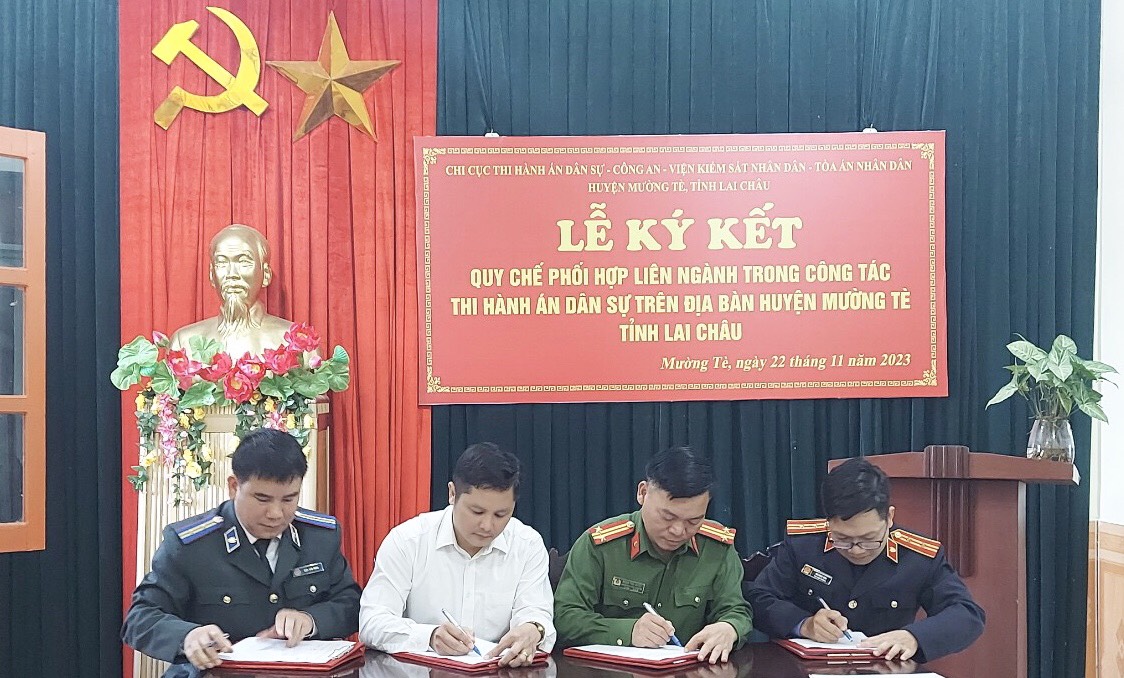 Liên ngành huyện Mường Tè tổ chức Lễ ký kết Quy chế phối hợp trong công tác thi hành án dân sự