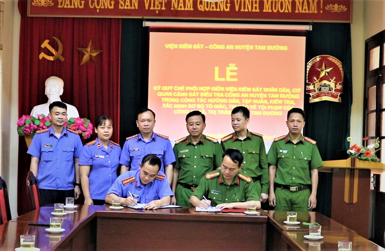 Viện kiểm sát nhân dân huyện Tam Đường ký Quy chế phối hợp với Cơ quan cảnh sát điều tra công an huyện Tam Đường