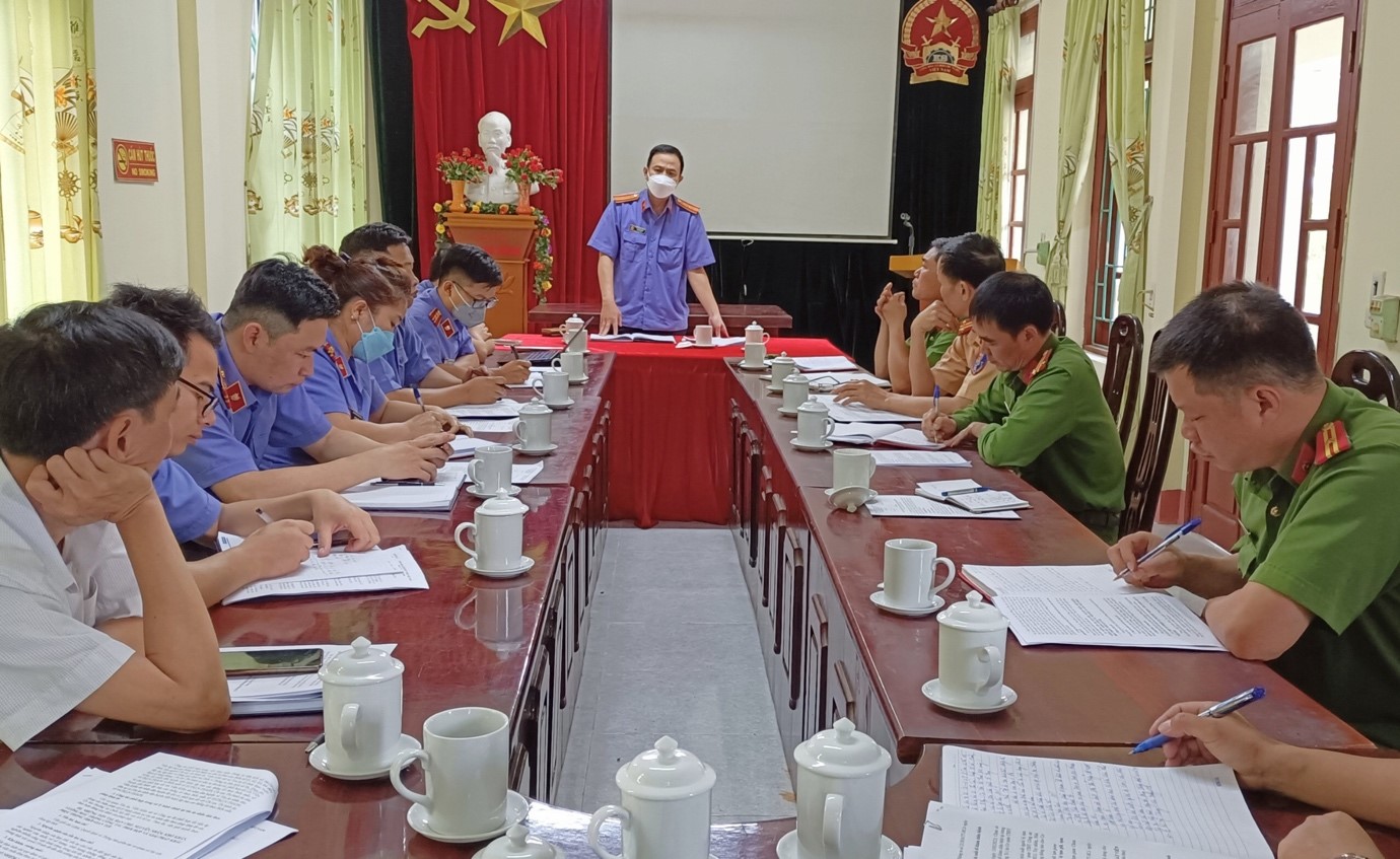 VKSND huyện Mường Tè chủ trì tổ chức Hội nghị giao ban liên ngành tố tụng Quý I năm 2022