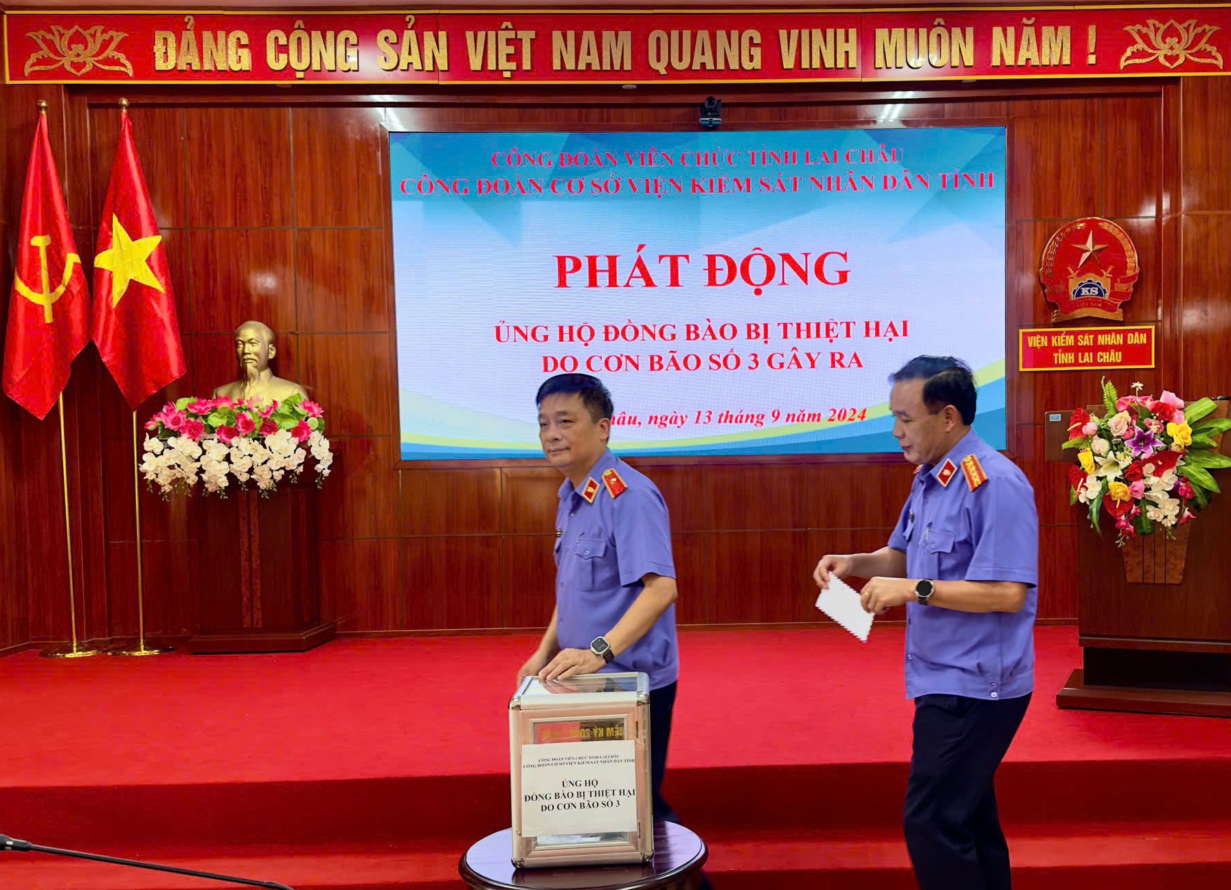 Công đoàn VKSND tỉnh Lai Châu phát động ủng hộ đồng bào miền Bắc bị thiệt hại do cơn bão số 3 (bão Yagi)